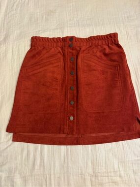 BCBGMaxAzria Rust Suede-Style Button Front Mini Skirt